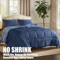 Queen Quilts Reversible No-Shrink Blue