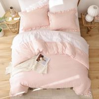 Pink Comforter Set Queen 3PCS Ruffled