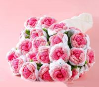 Pink Crochet Bouquet Blanket Romantic Handmade