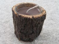 Tree bark candle holder