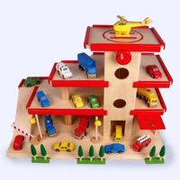 Wooden Garage With Elevator And Helicopter Deck.