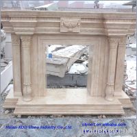 Natural beige marble stone fireplace mantels