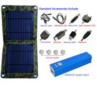 7watt foldable solar bag charger match with 2600mAh power bank kit