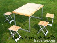 Wood Top Folding Table and Chair Set