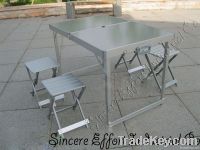 ALUMINUM FOLDING TABLE WITH STEEL STOOL