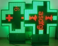 1024mm*1024mm led pharmacy cross, red color+green frame