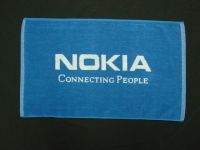 Jacquard towel with woven logo