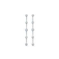 CZ Studded Long Chain Earring with Rhodium Plated