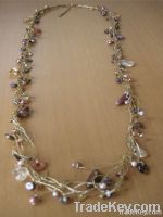 Mixed Gemstone Hand Made Silk Thread Necklace