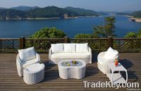 White Outdoor Wicker Sofa Set