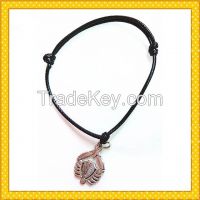 black rope adjustable promotional gift charm bracelet racing moto bracelet