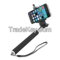 iPhone Cable Take Pole Selfie Stick with Two Type Adjustable Plastic Clip , Wired Monopod