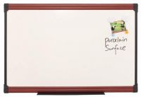 porcelain whiteboard, mahogany finish frame