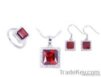 925 silver garnet jewelry set---HZ10NG002JS