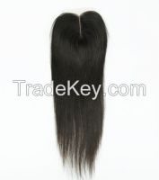 Brazilian Straight Human Hair Lace Closure Bleached Knots Middle Part Lace Top Closure With Natural Color Hair