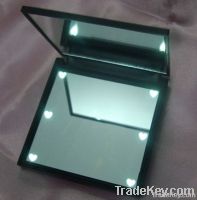 Square shaped plastic lighted makeup mirror with double sides