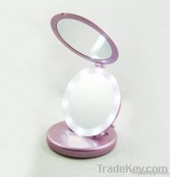 Double sided round plastic desktop makeup mirror with 10pcs lights