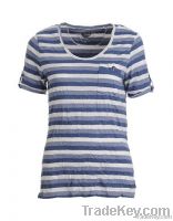 Wide neck stripes T-shirt