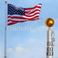 16Ft Telescoping Flagpole w/ 3x5&#039;  Flag Kit Outdoor Gold Ball Aluminum