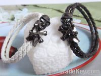 Skull Cross Leather Bracelet