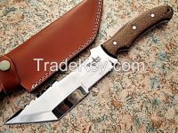 D2 Tool Steel Handmade Tracker Knife, Hunting and Camping knife with Leather sheath