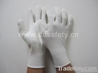 White nylon with white PU glove