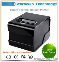 New arrival 80mm Thermal Receipt Printer Kitchen printer with Auto Cutter Partial/Full cutting Serial+USB+LAN interfaces 260mm/s