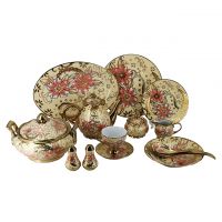 Eletrocplating golden 82pcs porcelain bone china dinner set royal pakistan ceramic sets