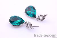 CZ crystal water-drop earrings white gold