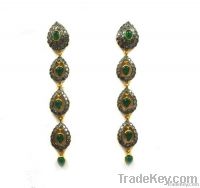 VICTORIAN GREEN STONE DROP EARRINGS