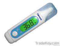 Ear thermometer with diagnostic LED and large back-lit display