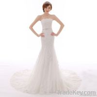 100% Pure Hem Lace Tube Top Wedding Dress Super Large Tail