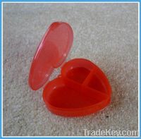 Plastic Heart Pill Box, 3 Partition