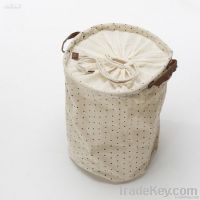 Natural cotton fabric storage bucket laundry basket /camp bin