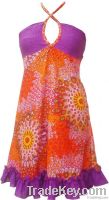 Printed cotton halter neck dress