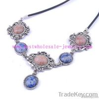 Noble turquoise design alloy necklace