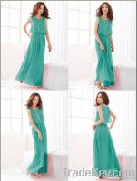 2012 New Women Bohenmia Pleated Wave Lace Strap Princess Chiffon Maxi