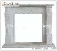 Beige marble fireplace