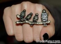 4 bird new unique double finger Ring