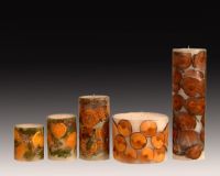 Artisan candle filled in dried frutis,flowers, wood