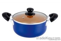 aluminium non-stick two handle saucepot/nonstick enamel sauce pot