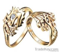 18K Gold and Diamond Ring Prosperity brought by the dragon nad phoenix