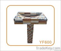 Mosaic Stone Pedestal Vanity Vessel Sink