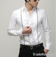 man&#039;s CVC pointed collar slim fit white tuxedo dress shirt