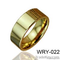 Simple Flat Tungsten Wedding Ring high polish and 18K gold plated