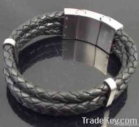 hot sale leather bracelet jewelry with stainless steel clasp