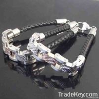 hot sale leather bracelet jewelry with stainless steel clasp