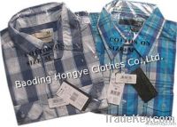 100% mens yarn dyed plaids short sleeve casual shirt