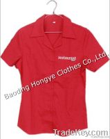 100% cotton ladies solid color short sleeve dress shirt