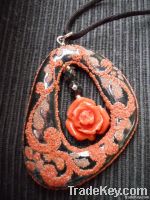 ROSSO CORALLO - PENDENTE TONDO CON INSERTO